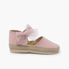Baby espadrilles thin sole tulle bow Pink