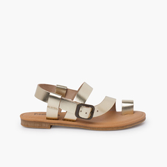 Nappa leather buckle gladiator sandals Champagne