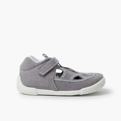Boys Canvas Sandals with Riptape Grey