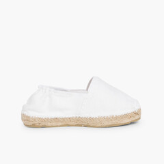 Kids Espadrilles with Elastic Band White