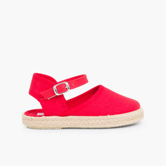 Girls Buckle up Espadrille Wedge  Red