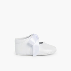 Ceremonial Soft Leather Baby Mary Janes  White