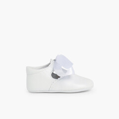 Ceremonial T-Bar Baby Shoes White