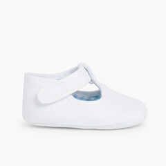 Baby Boys Canvas T-Bar shoes with loop fasteners  White