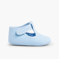 Baby Boys Canvas T-Bar shoes with loop fasteners  Sky Blue