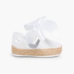 Espadrille Linen Style Mary Janes  White