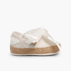 Espadrille Linen Style Mary Janes  Off-White