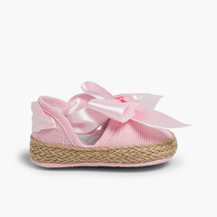 Espadrille Linen Style Mary Janes  Pink
