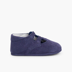Suede Lace-Up Baby Oxfords  Deep Blue