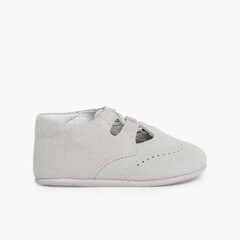 Suede Lace-Up Baby Oxfords  Grey