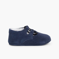 Suede Lace-Up Baby Oxfords  Navy Blue
