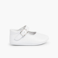 Soft Leather Buckle Up Baby Mary Janes  White