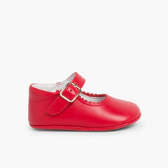 Soft Leather Buckle Up Baby Mary Janes  Red
