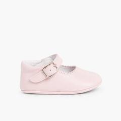 Soft Leather Buckle Up Baby Mary Janes  Pink