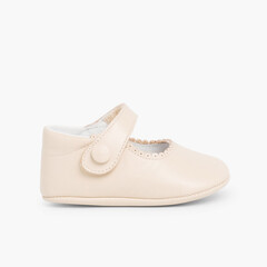 Soft Leather Baby Mary Janes  Beige