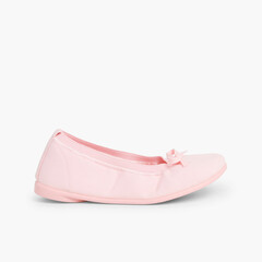 Canvas Ballet Flats with Ribbon Pink
