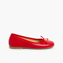 Leather Ballet Pumps Red