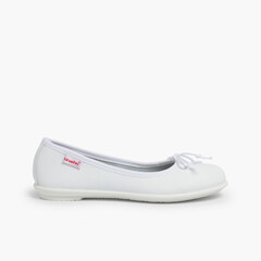 Girl's Washable Leather Ballet Flats  White