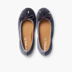 Ballerina shoes in Velvet with Bows and Sparkles Grey