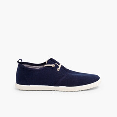 Lace-up Bluchers With Rubber Soles Navy Blue