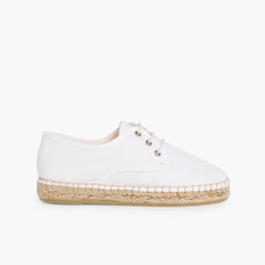 Canvas Bluchers with Rope Sole White