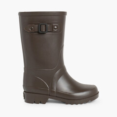 Buckle Strap Wellies for Kids Brown
