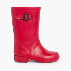 Buckle Strap Wellies for Kids Red