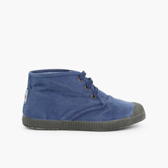 Stonewashed Canvas Boots for Kids Blue