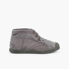 Stonewashed Canvas Boots for Kids Grey