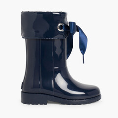 Patent style Wellies for girls by Igor Navy Blue