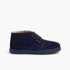 Lace-up Boots with Faux Fur Lining  Navy Blue