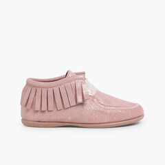 Indian Glitter boots with fringes Pink