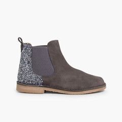 Girls Chelsea Boots with Glitter Grey