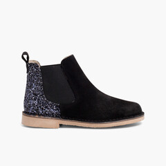 Girls Chelsea Boots with Glitter Black