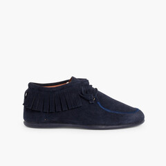 Fringed Ankle Boots for Kids and Women  Navy Blue