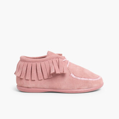 Fringed Ankle Boots for Kids and Women  Pink