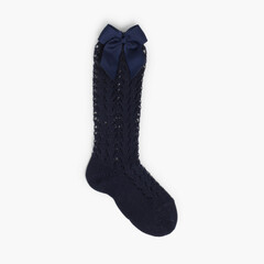  Condor high lace socks with bows   Navy Blue