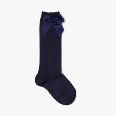 CONDOR High Socks Cotton with Bow Navy Blue