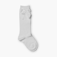 CONDOR High Socks Cotton with Bow White
