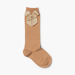 CONDOR High Socks Cotton with Bow Camel