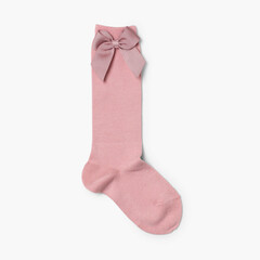 CONDOR High Socks Cotton with Bow Pale Pink