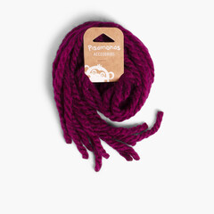 Hair strands for girls in monochrome wool Burgundy