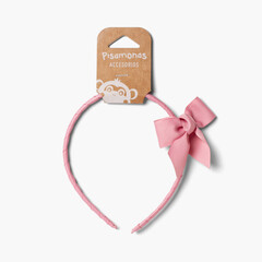 Narrow headband with bow La France Pink