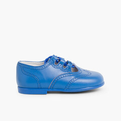 Leather Lace-Up Oxford Shoes Deep Blue