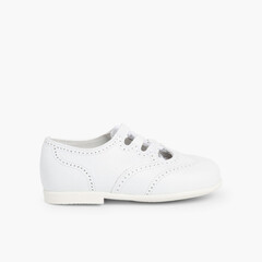 Leather Lace-Up Oxford Shoes White