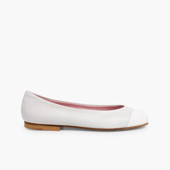 Ballet pumps and flats for girls and ladies in patent leather and Nappa White