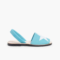 Nubuck Menorcan Sandals with Stars  Turquoise