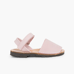 Nubuck Avarcas Menorcan Riptape Sandals Pink