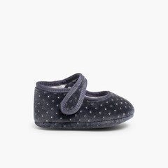 Velvet Baby Mary Janes with Sparkles Grey