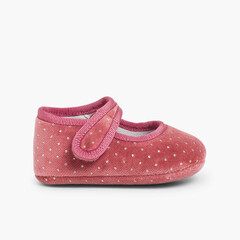 Velvet Baby Mary Janes with Sparkles Pink